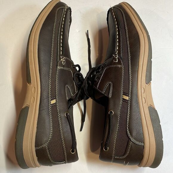 Tan’s by Transmith Leather Shoes men’s chocolate brown top siders. Size 11.5. - Picture 7 of 8